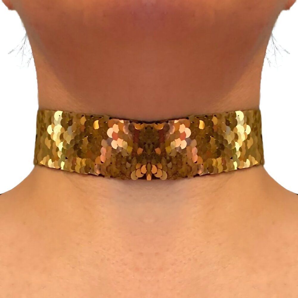 NWT Gold Sequin Sexy Sparkle & Shine Glam Choker